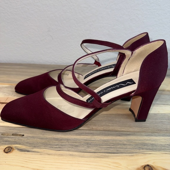 Nina Burgundy Silk Dress Shoe 7 M - Picture 7 of 12